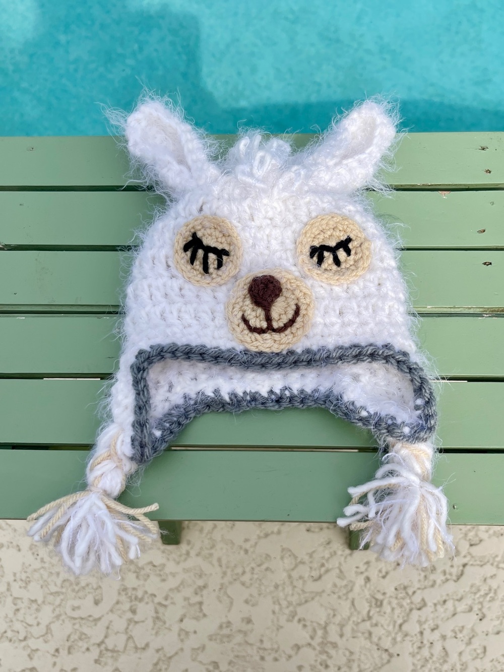 Baby Newborn Fuzzy White Llama Earflap Hat